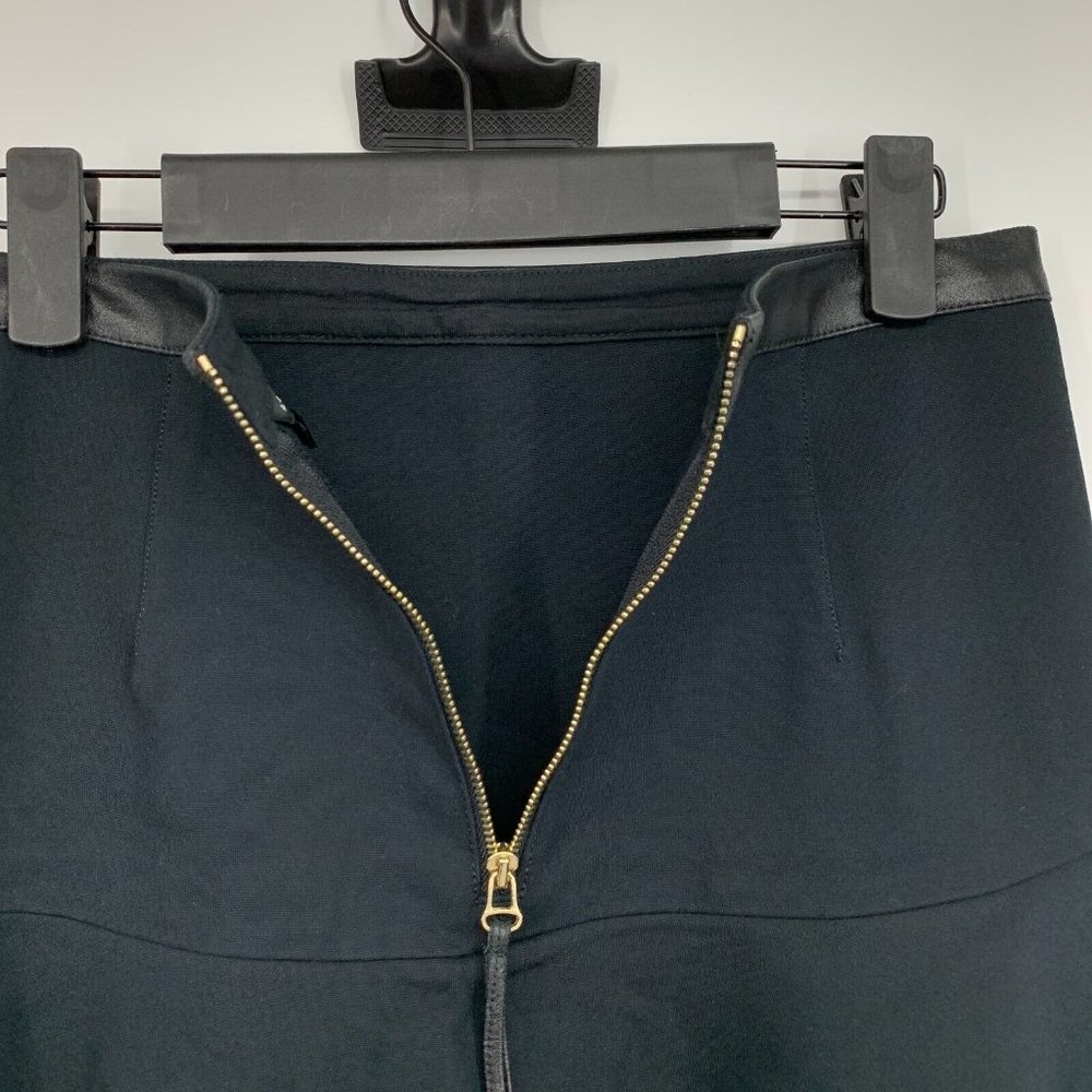 Club Monaco Skirt Christine Black 100% Leather Trim Ruffle Mini Flare - Picture 9 of 10
